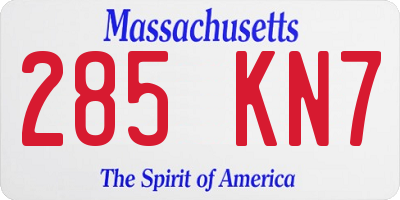MA license plate 285KN7