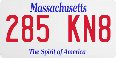 MA license plate 285KN8