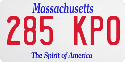 MA license plate 285KP0
