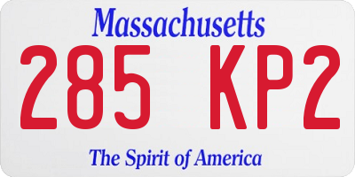 MA license plate 285KP2