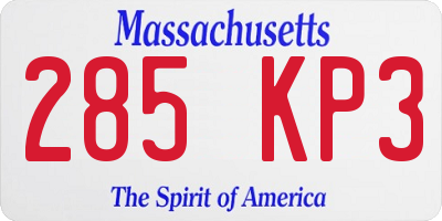 MA license plate 285KP3