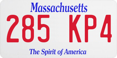 MA license plate 285KP4