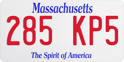 MA license plate 285KP5