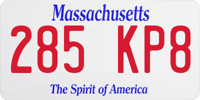 MA license plate 285KP8