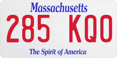 MA license plate 285KQ0