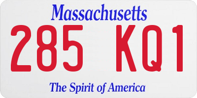 MA license plate 285KQ1