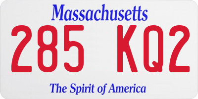 MA license plate 285KQ2
