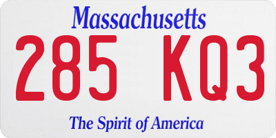MA license plate 285KQ3