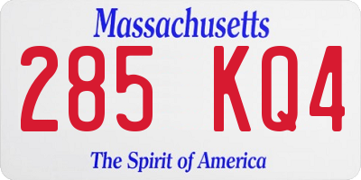 MA license plate 285KQ4