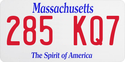 MA license plate 285KQ7