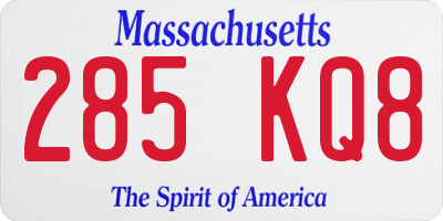 MA license plate 285KQ8