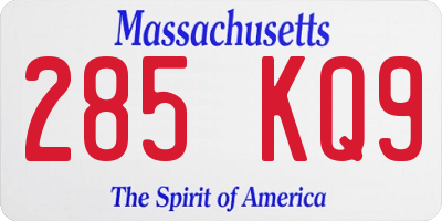 MA license plate 285KQ9