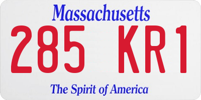 MA license plate 285KR1