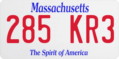 MA license plate 285KR3