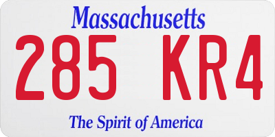 MA license plate 285KR4