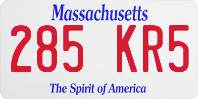 MA license plate 285KR5