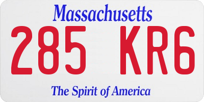 MA license plate 285KR6