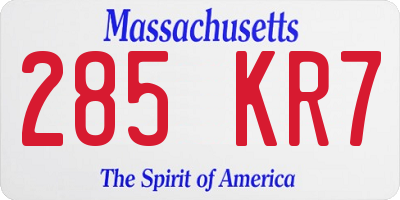 MA license plate 285KR7