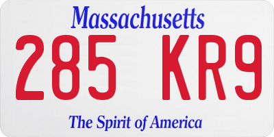 MA license plate 285KR9