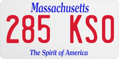 MA license plate 285KS0