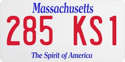 MA license plate 285KS1