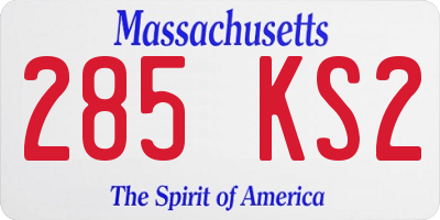 MA license plate 285KS2