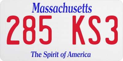 MA license plate 285KS3
