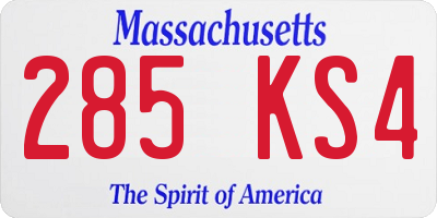 MA license plate 285KS4