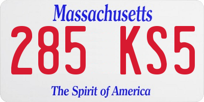 MA license plate 285KS5