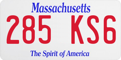 MA license plate 285KS6