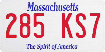 MA license plate 285KS7
