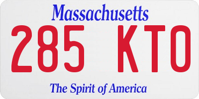 MA license plate 285KT0