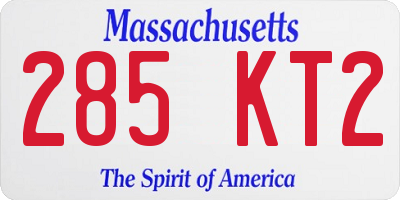 MA license plate 285KT2