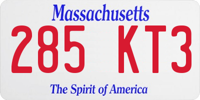 MA license plate 285KT3