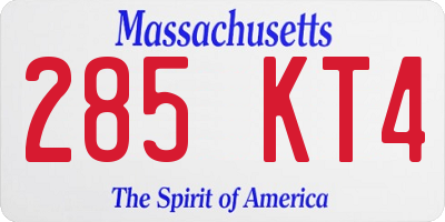 MA license plate 285KT4