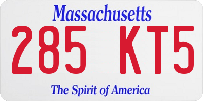 MA license plate 285KT5