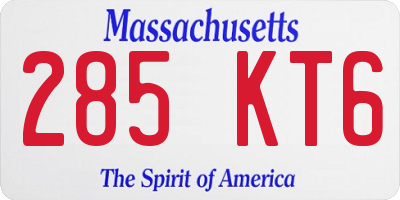MA license plate 285KT6