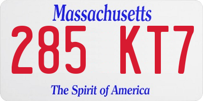 MA license plate 285KT7