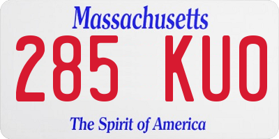 MA license plate 285KU0