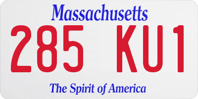 MA license plate 285KU1