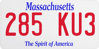 MA license plate 285KU3