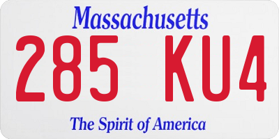 MA license plate 285KU4