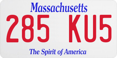 MA license plate 285KU5