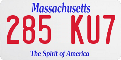 MA license plate 285KU7