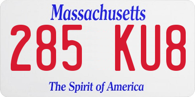 MA license plate 285KU8