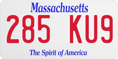 MA license plate 285KU9