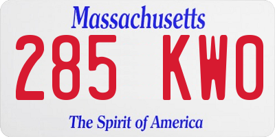MA license plate 285KW0
