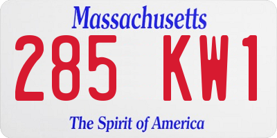 MA license plate 285KW1