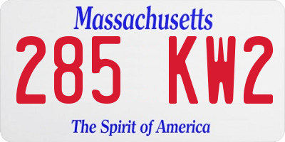 MA license plate 285KW2