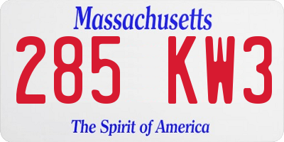 MA license plate 285KW3